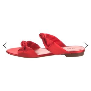 Le Monde Beryl red satin bow slides size 10.5, .5 heel, sold out, runs small